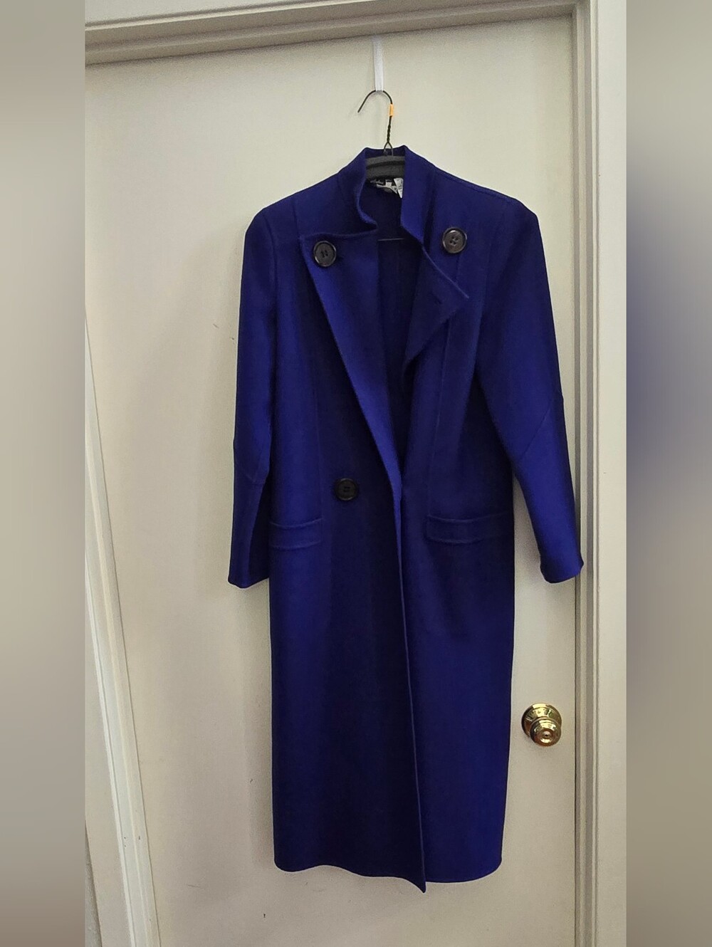 Salvatore Ferragamo Vintage 100% Wool Long Coat Italian Size 4 Royal Purpleviole